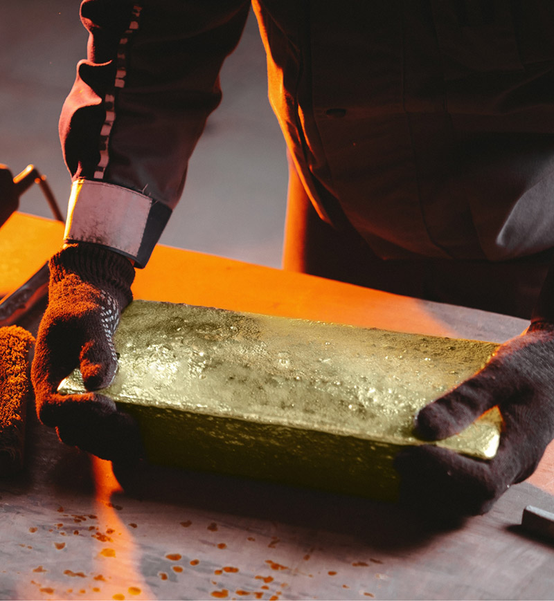 Gold bar being refined